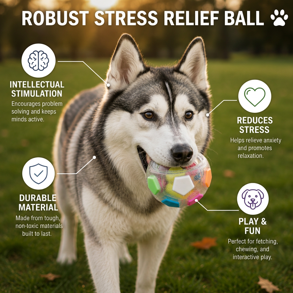 Durable Dog Toy Ball for Stress Relief & Active Play