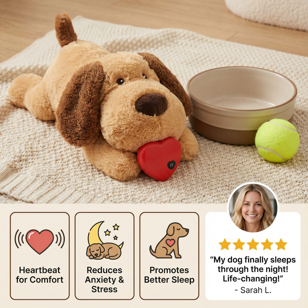 Calming Heartbeat Plush Toy for Dogs & Cats – Anxiety Relief & Stress Soother