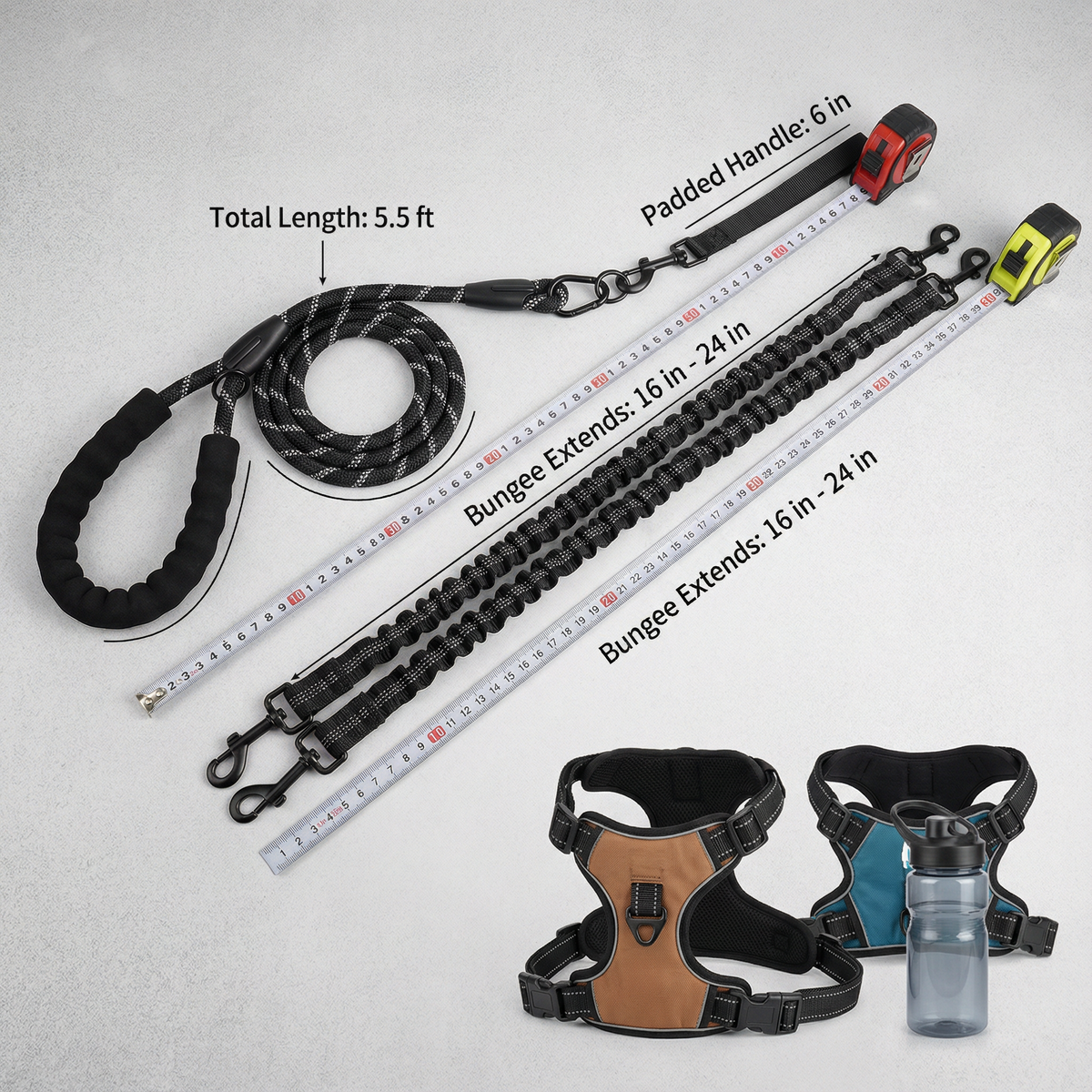2-in-1 Double Dog Leash with 360° Swivel — Tangle-Free & Shock-Absorbing